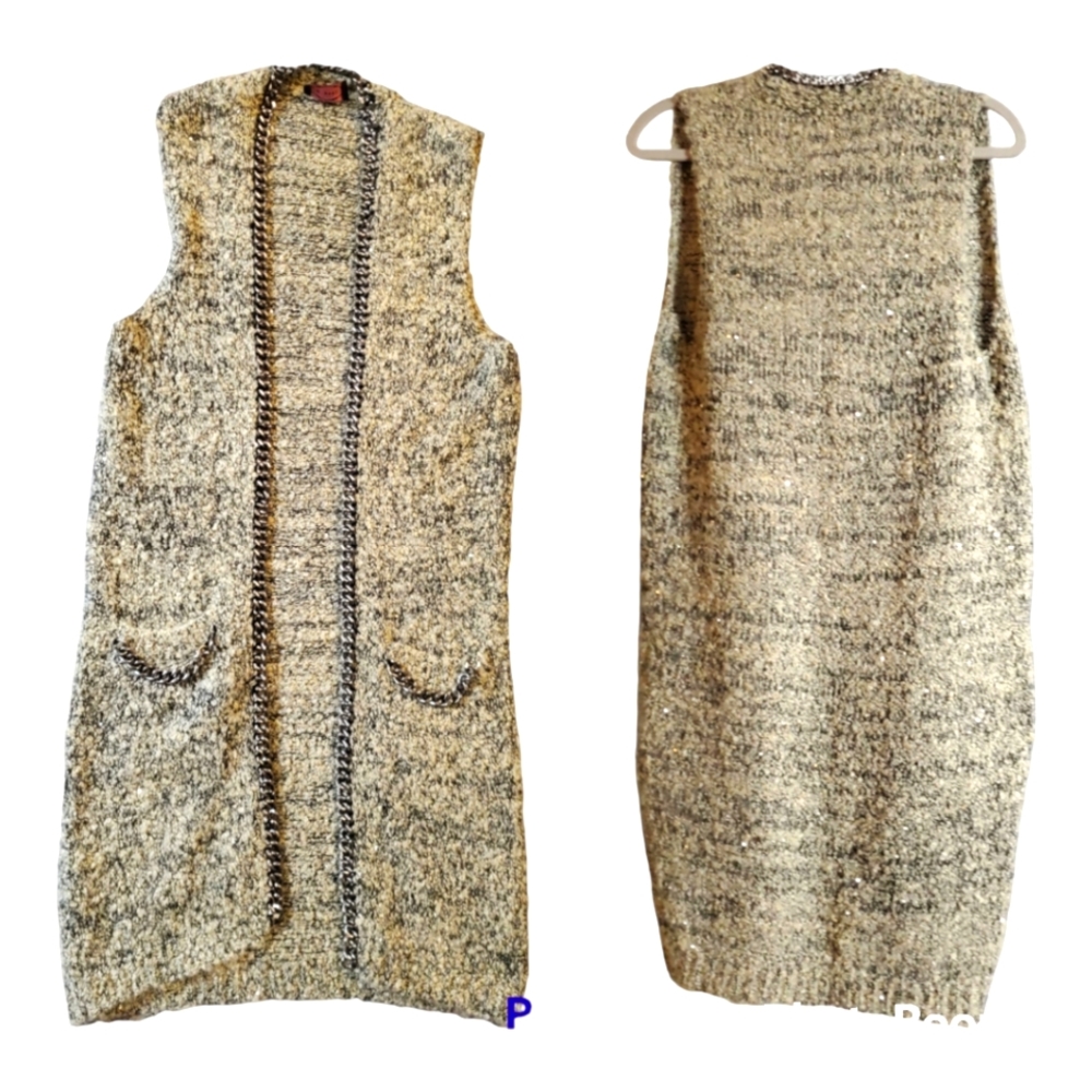 Wool Chain Speckled Long Lightweight Vest